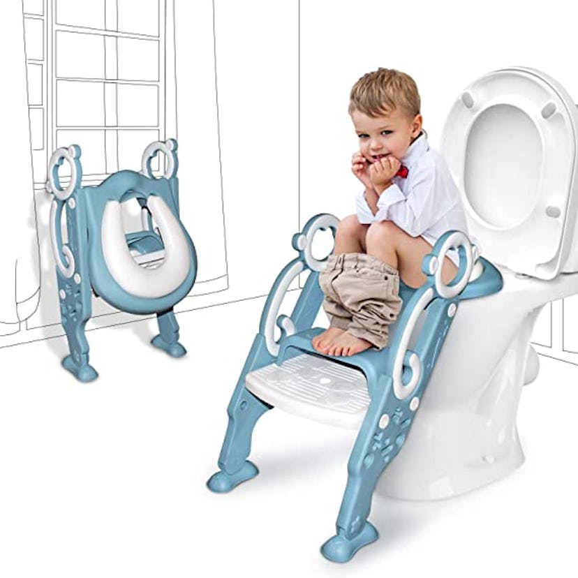 GrowthPic Toddler Toilet Seat with Step Stool Ladder