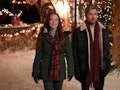 Lindsay Lohan as Sierra, Chord Overstreet as Jake in Falling For Christmas