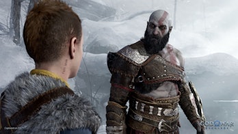 Kratos giving Atreus a stern look