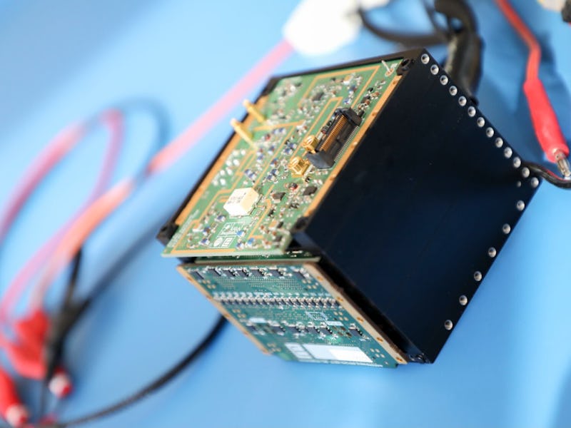 This 10-cm box will be the smallest radar instrument to be flown in space when it is launched aboard...