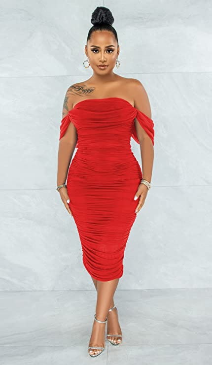 Fooullaide Off Shoulder Sleeveless Bodycon Dress