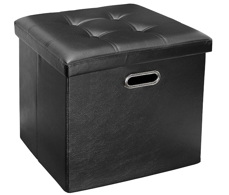 Greenco Faux Leather Ottoman Stool