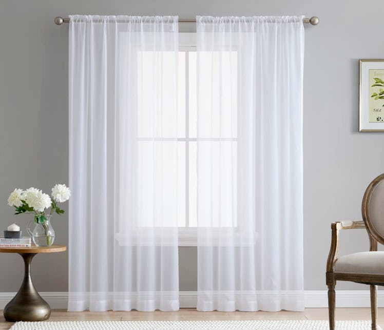 HLC.ME White Sheer Window Curtains (2-Pack)