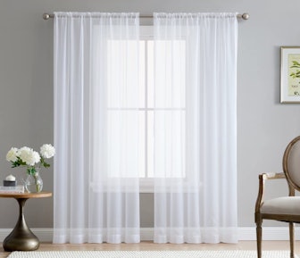 HLC.ME White Sheer Window Curtains (2-Pack)