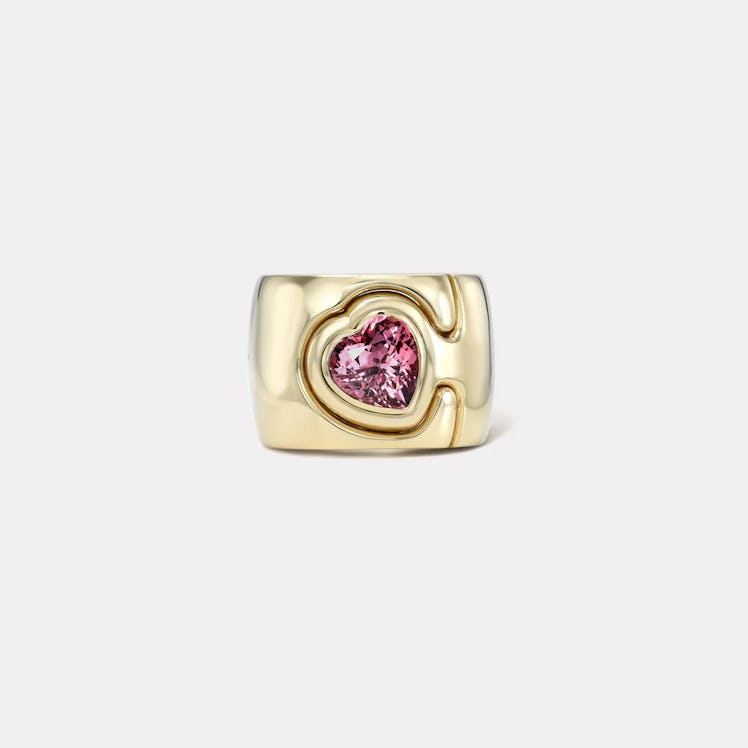 Impetus Interlocking Puzzle Ring With A 2.1CT Heart Lotus Garnet