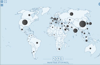 A map from The Global Carbon Project shows emissions by country