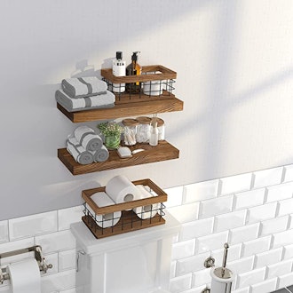 BAOBAB WORKSHOP Floating Wood Shelves (Set of 2)