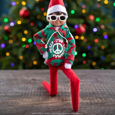 groovy red and green sweatshirt elf on a shelf costume