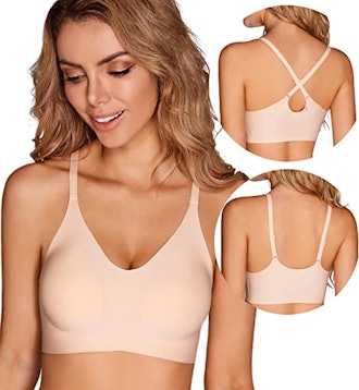 These seamless bras for support and comfort feature removable pads and silky fabric.
