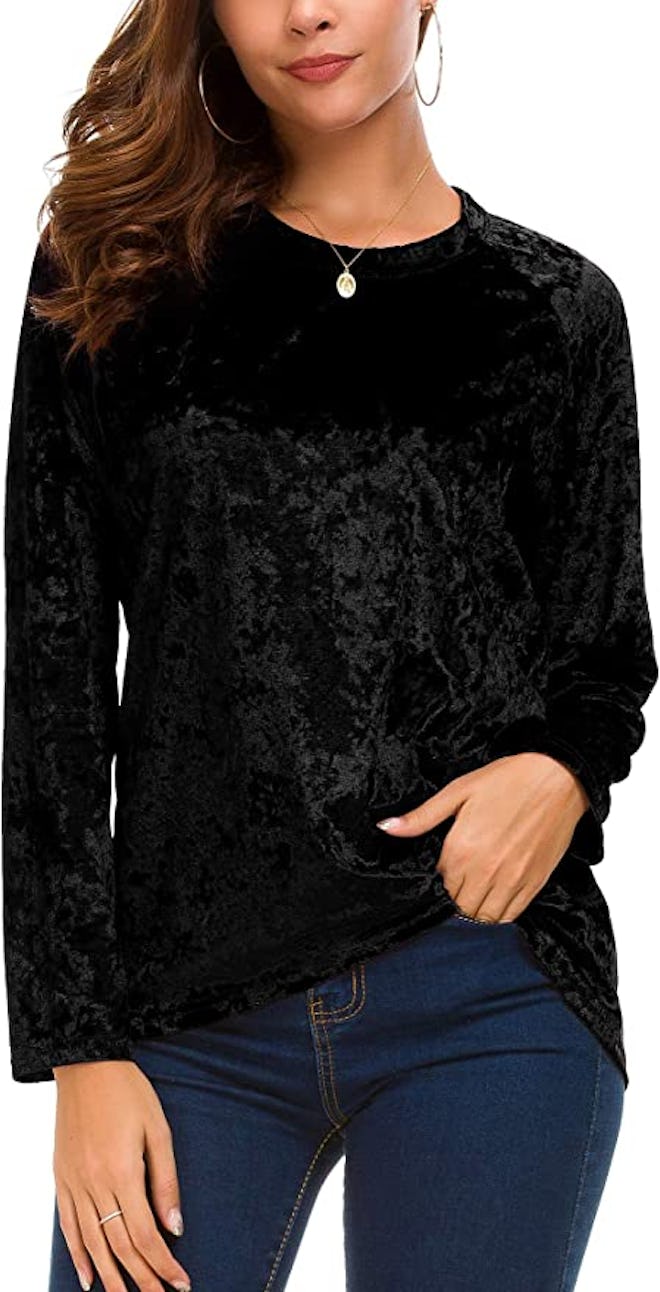 Urban CoCo Vintage Velvet Long Sleeve Top