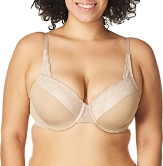 These plus size bras for support and comfort feature sculpting pads and a soft brushed material.