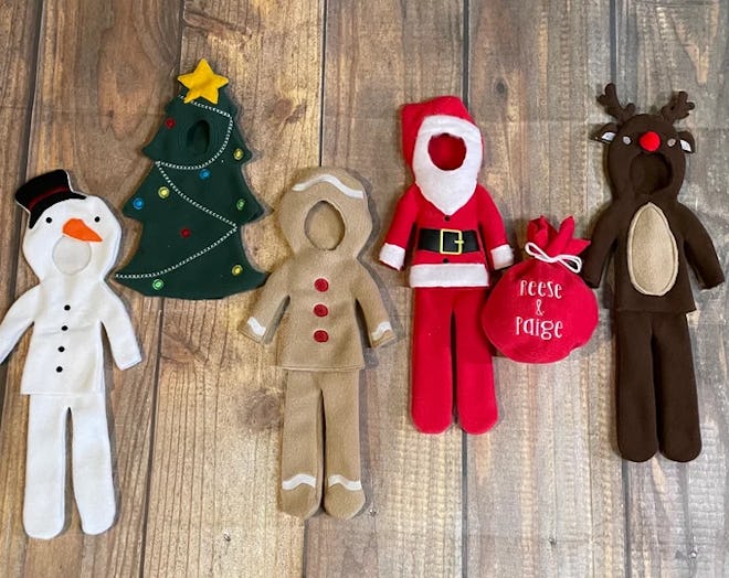 snowman gingerbread christmas tree and santa elf on a shelf costumes 