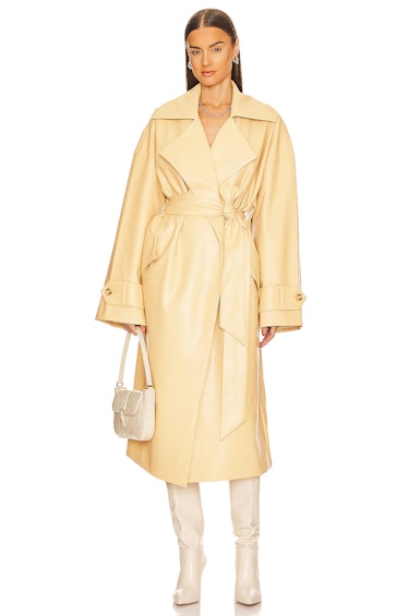 Waterbased Faux Leather Trench Coat