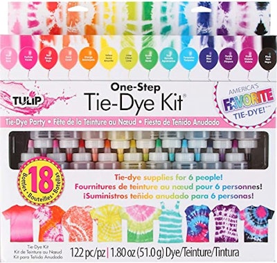 Activity sets, like a tie-dye kit, make fun non-toy gift ideas for kids.