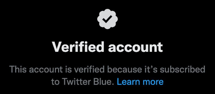 For Blue-paying verified users, this will appear when you click on their checkmark.
