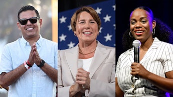Side-by-side photos of Robert Garcia, Maura Healey, and Summer Lee
