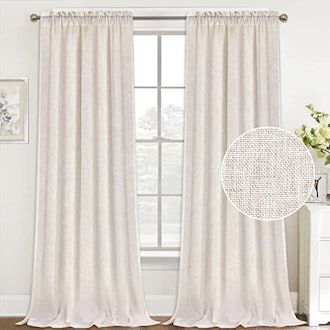 FantasDecor Semi Sheer Linen Curtains (2 Panels)