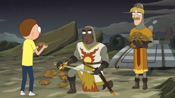 Morty gets wrapped up in some knighthood plot in Season 6 Episode 9.