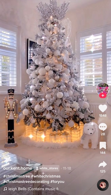 TikTokers show how to decorate a Christmas tree that's white and gold. 