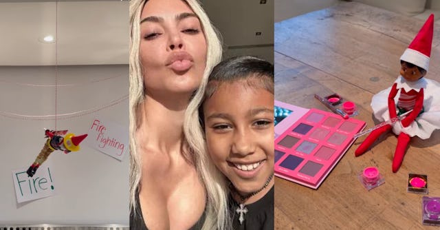 Kim Kardashian and her daughter, North West, stayed up and created amazing Elf on the Shelf displays...