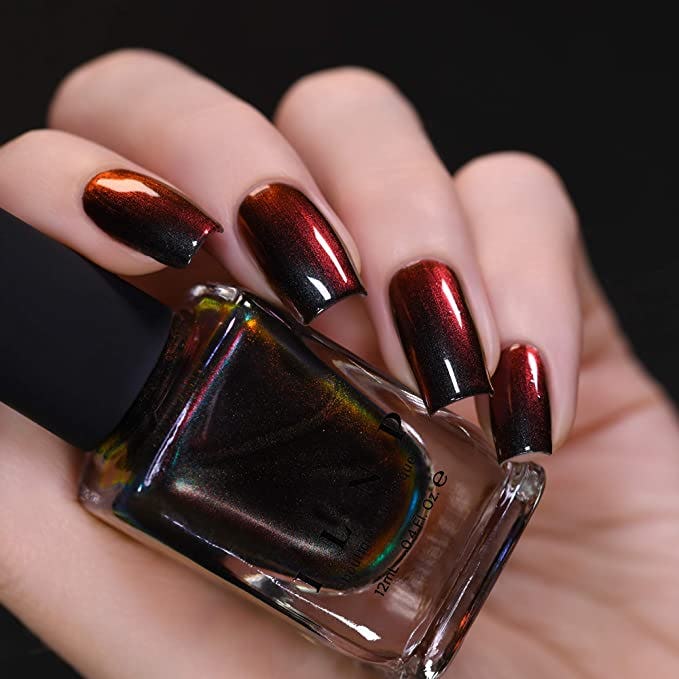 ILNP Eclipse Black to Red Ultra Chrome Nail Polish