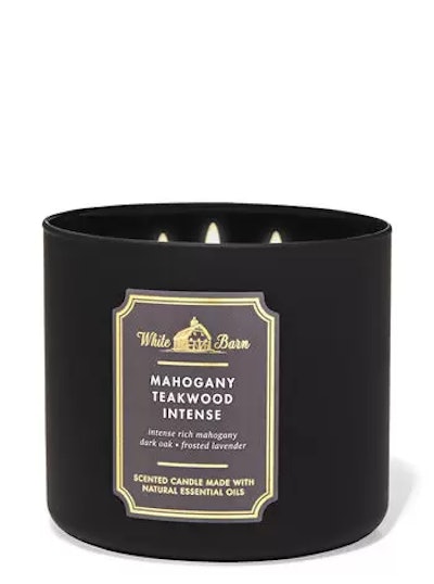 Black jar candle in mahogany teakwood scent, part of Bath & Body Works Candle Day Sale