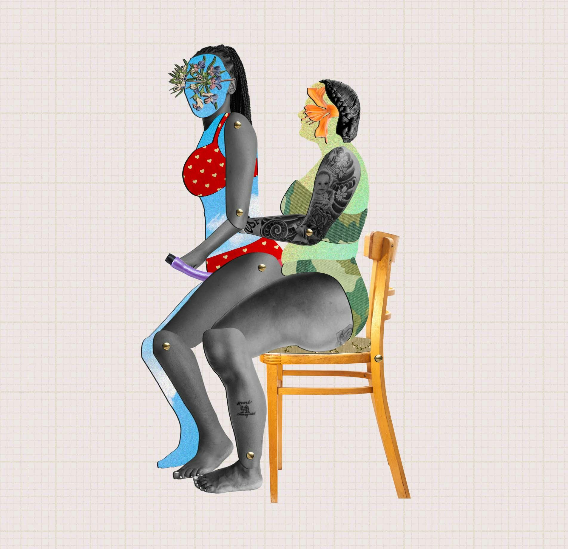 The champagne room sex position can be done on a chair.