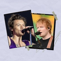 Harry Styles and Ed Sheeran performing live. 