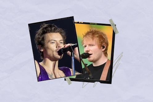 Harry Styles and Ed Sheeran performing live.