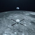 artist's rendering of Orion in orbit of Moon