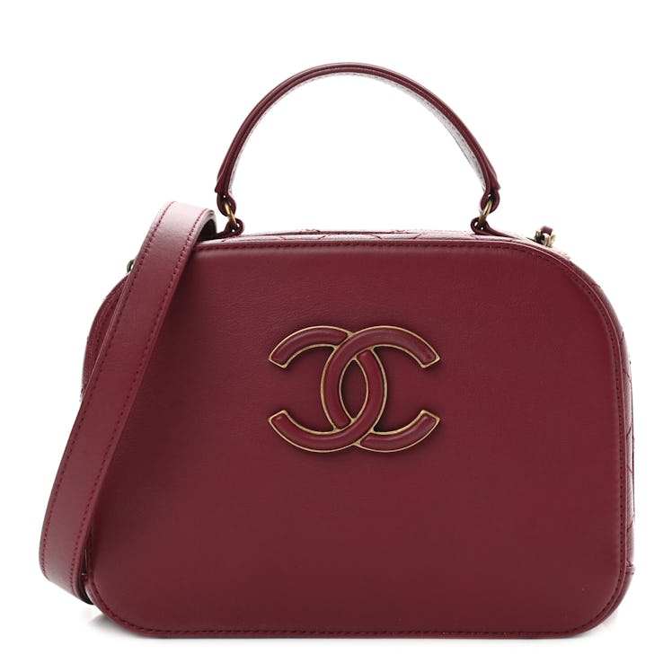 Chanel Shiny Calfskin Goatskin Quilted Small Coco Curve Vanity Flap Red