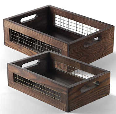 NAGAWOOD Wooden Nesting Countertop Baskets (2-Piece)