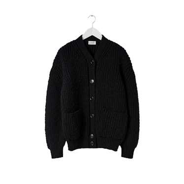 a black cardigan