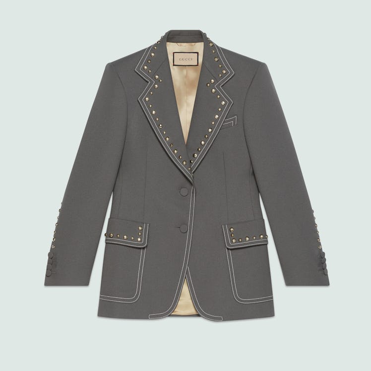 Gucci gray blazer with studs