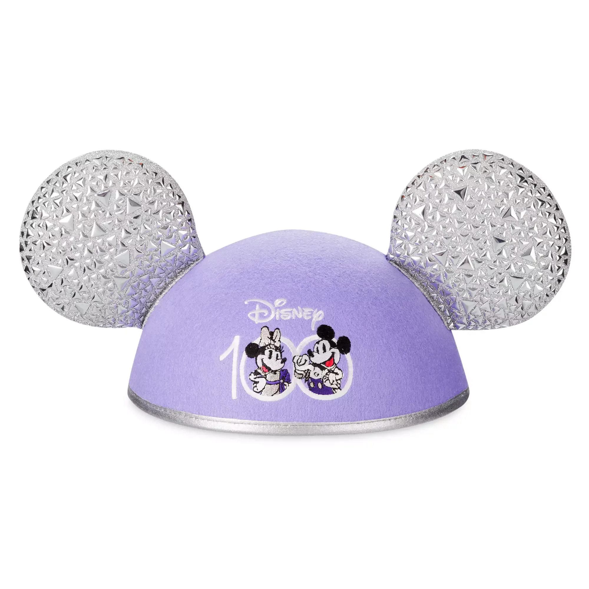 Disney 100th Anniversary Purple Platinum Minnie Mouse Ears Headband 2023 Ltd. Ed New 100th Anniversary Minnie Ear Headband is Seriously  main image 4