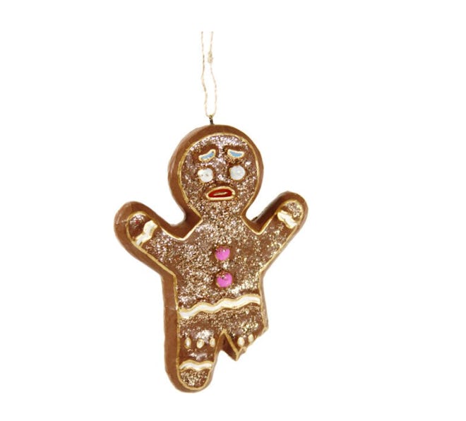 Funny Glitter Gingerbread Man Ornament