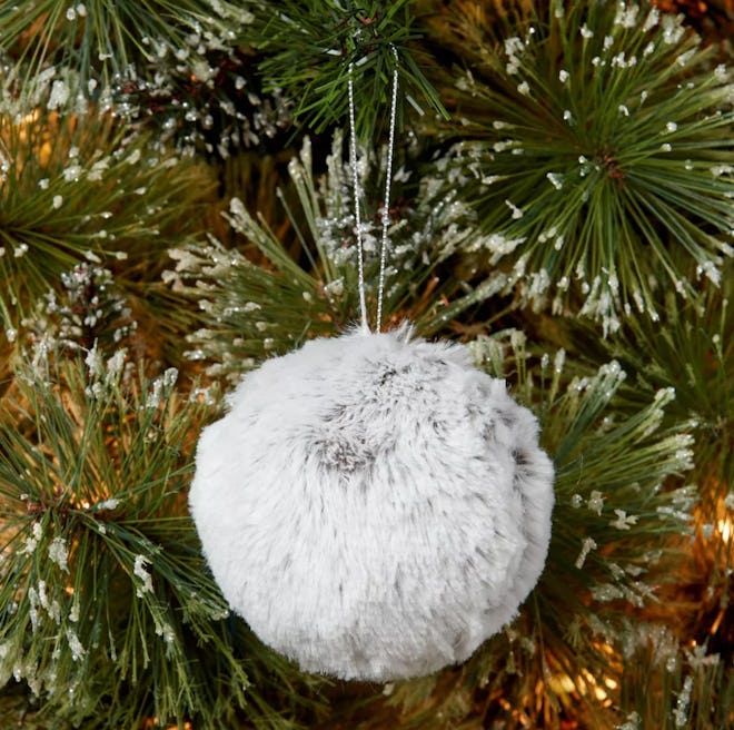 Faux Fur Round Ball Christmas Tree Ornament