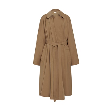 a beige trench coat