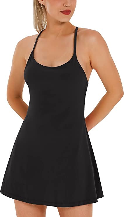 Ewedoos Workout Dress With Built-in Bra &amp; Shorts