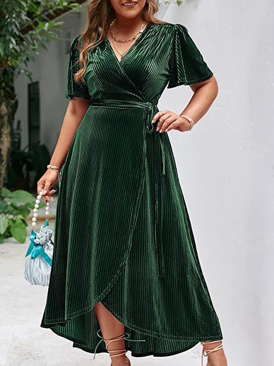 BerryGo V Neck Wrap Maxi Dress