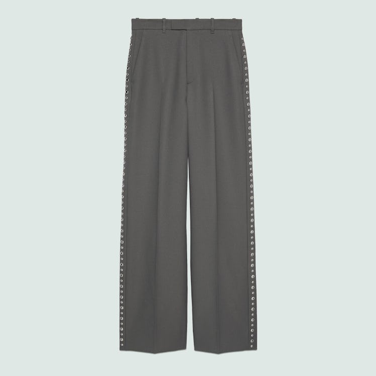 Gucci gray stud-embellished pants