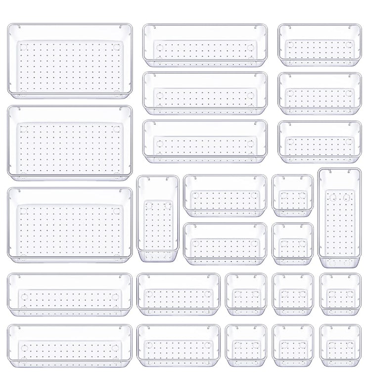 WOWBOX Clear Plastic Drawer Organizer Set