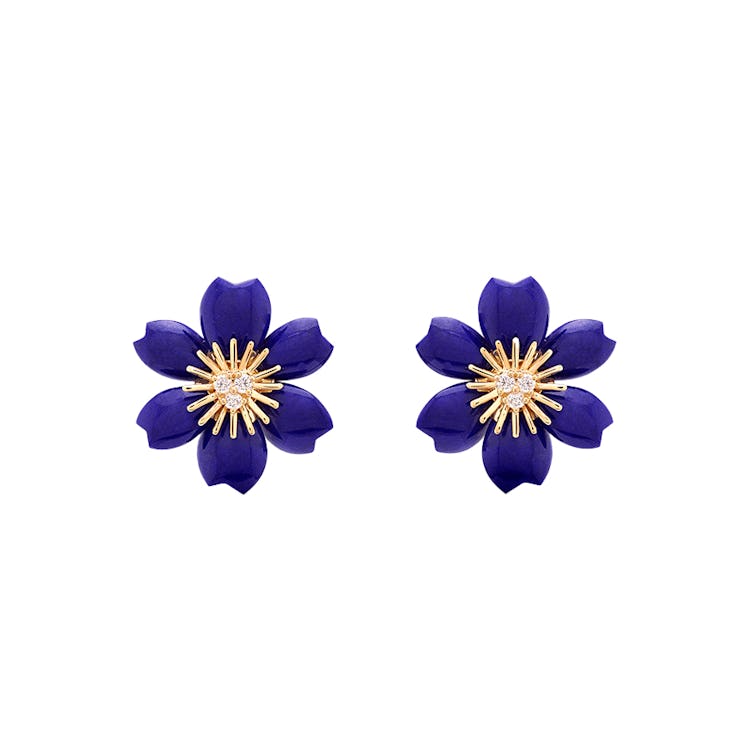 blue floral earrings