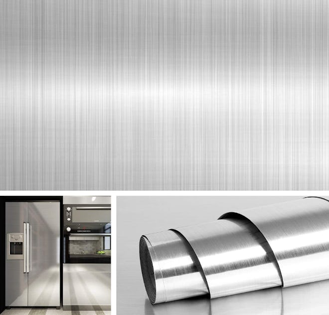 Livelynine Brushed Nickel Vinyl Peel and Stick Wallpaper