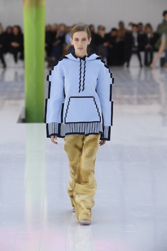 Photographed on the runway at Loewe RTW Spring 2023 on September 30, 2022 in Paris, France. 