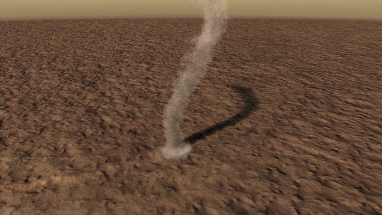 simulation of a dust devil on mars