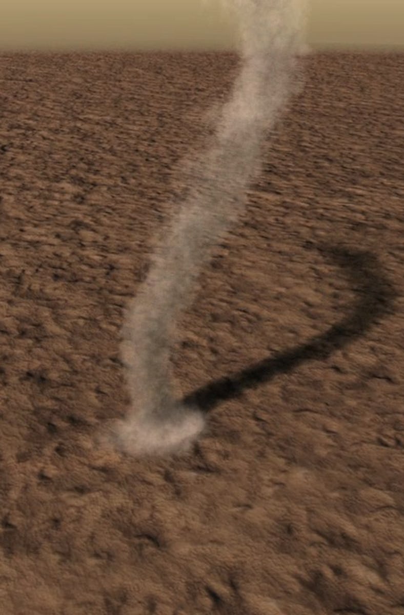 simulation of a dust devil on mars