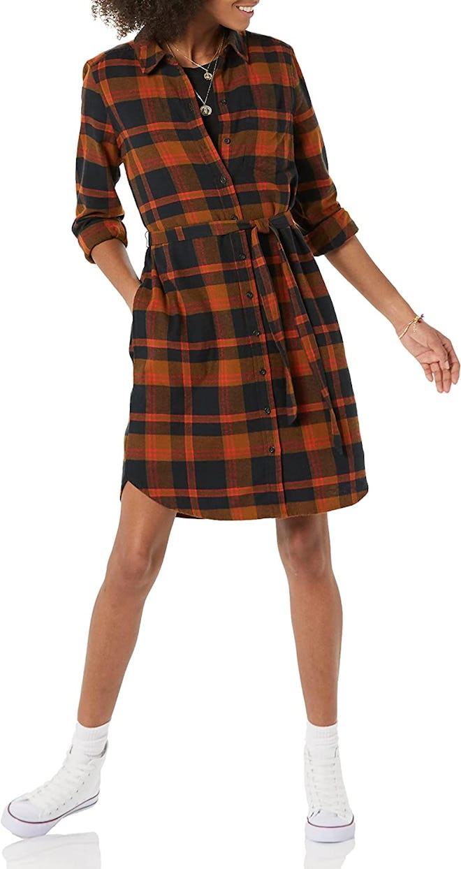 Goodthreads Flannel  Relaxed-Fit Belted Shirt Dress