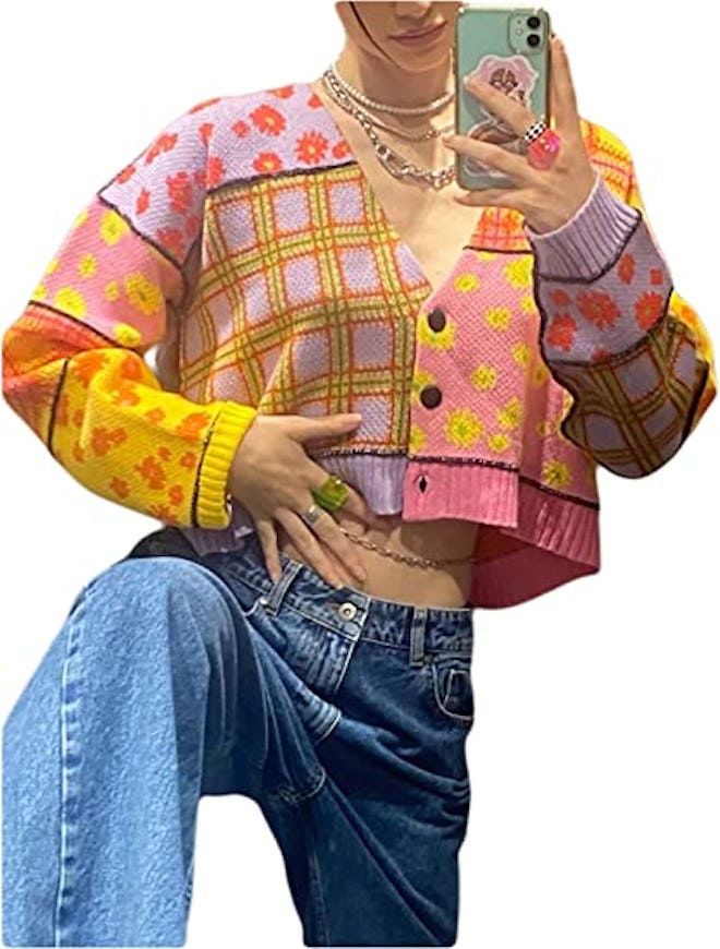 Jkerther Y2K Floral Print Cardigan