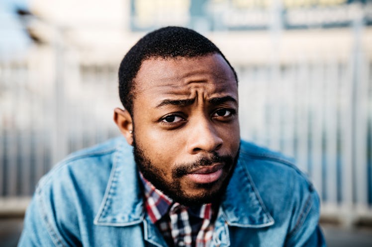 Portrait of a skeptical man